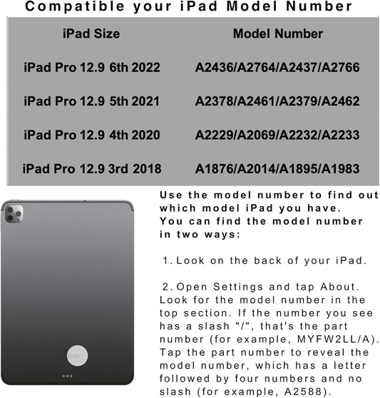 Keyboard Case for iPad Pro 12.9 inch 6th Generation 2022 5th 2021/4th 2020/3rd 2018 Gen,360 Rotatable Wireless Folio 180 Swivel Stand Hard Cover Rose Gold