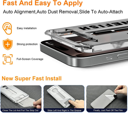 OneFish Full Edge Coverage Tempered Glass Screen Protector for IPhone 12/IPhone 12 Pro 6.1 inch 2 Pack Edge Reinforcement, Self-Aligning Installation, Case Friendly HD Screen Protectors