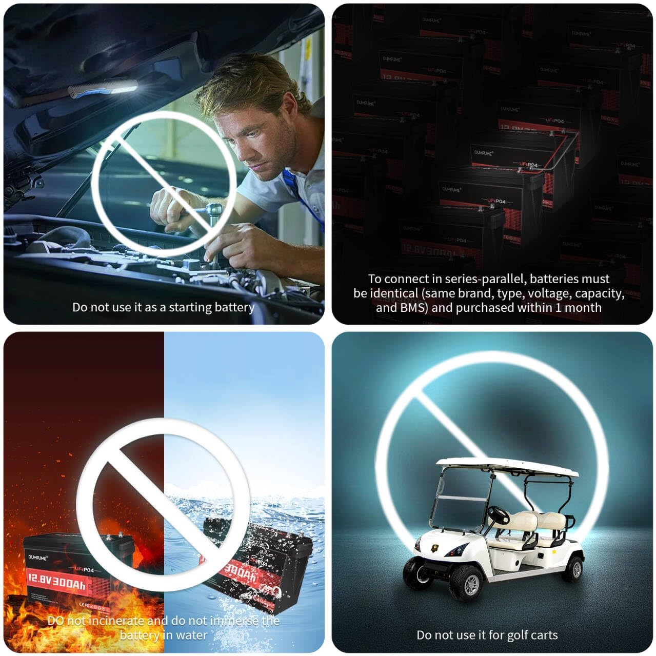 12V 300Ah Lithium LiFePO4 Battery,200A BMS Max.3840W Load Power,Rechargeable Lithium Iron Phosphate Battery for Solar Energy Storage,Backup Power,RV,Camping