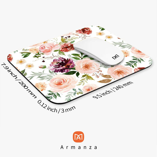 Square Mouse Pad Pretty Floral,Personalized Premium-Textured Custom Mouse Mat Design,Washable Mousepad Cloth,Non-Slip Rubber Base Computer Mouse Pads for Wireless Mouse