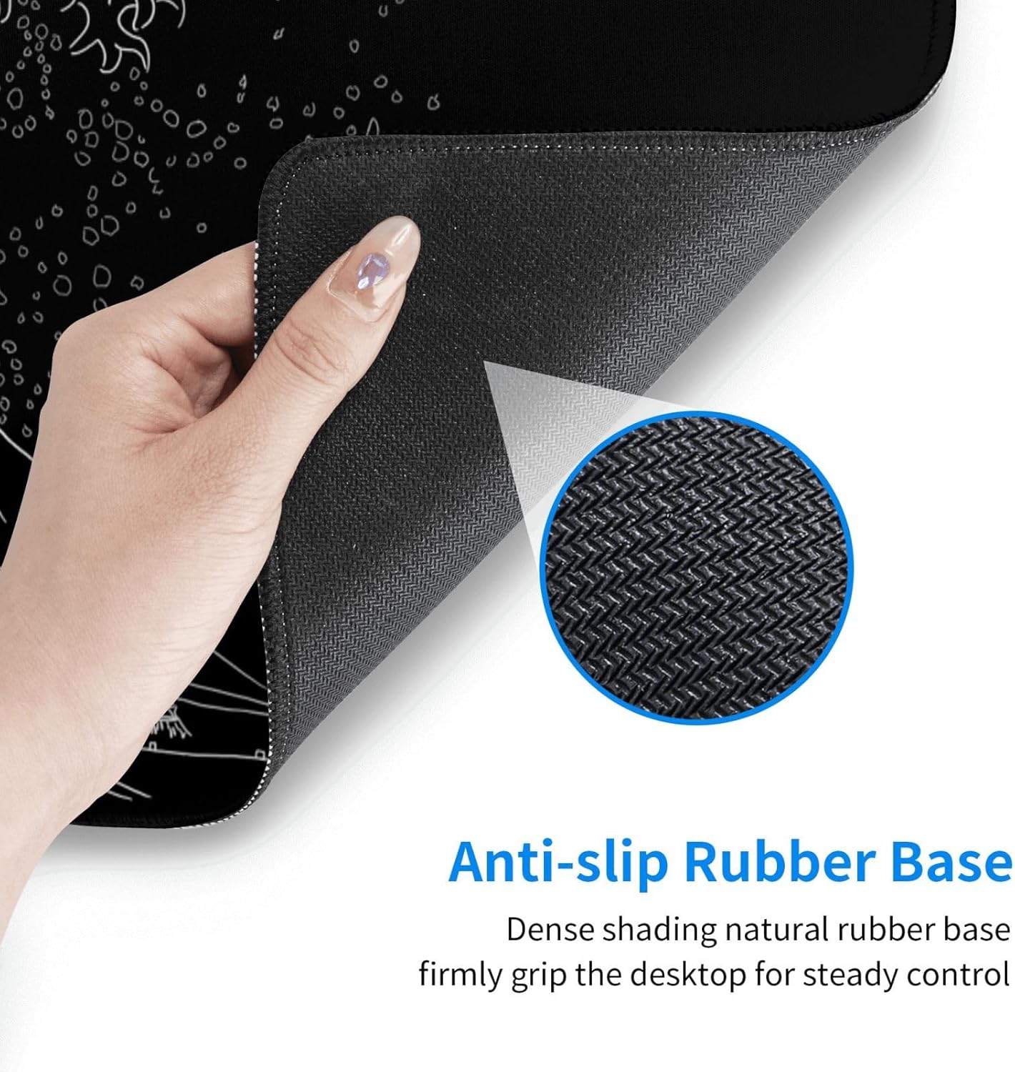 Japanese Sea Wave Large Mouse Pad, Anime Black Gaming, Extended Kanagawa Mat Desk Pad, 3mm Thick Long Non-Slip Rubber Base Mice Pad, 31.5 X 11.8 Inch