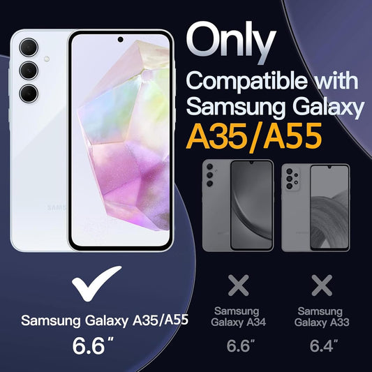 Battery Case for Galaxy A55/A35,Enhanced 12000mAh Portable Protective Smart Wireless Charging Case Support Carplay Compatible with Galaxy A55/A35 Rechargeable Extended Battery Charger Case (Black)