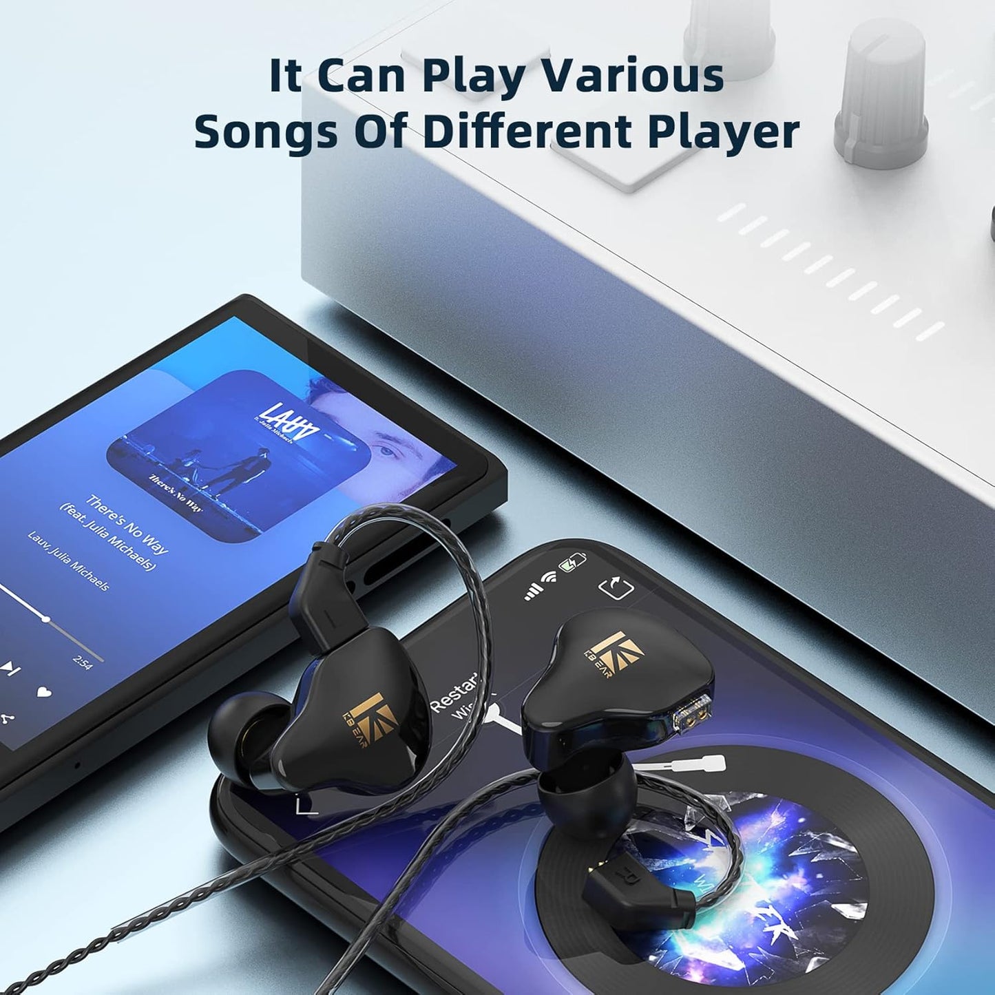 YINYOO KBEAR KS1 in Ear Monitor Bass Earbuds Wired Earbuds,Clear Sound Stereo Headphones, Vocals Forwards High Resolution Noise Canceling Earphones, Dual Magnectic Circuit Dynamic Detachable Cable