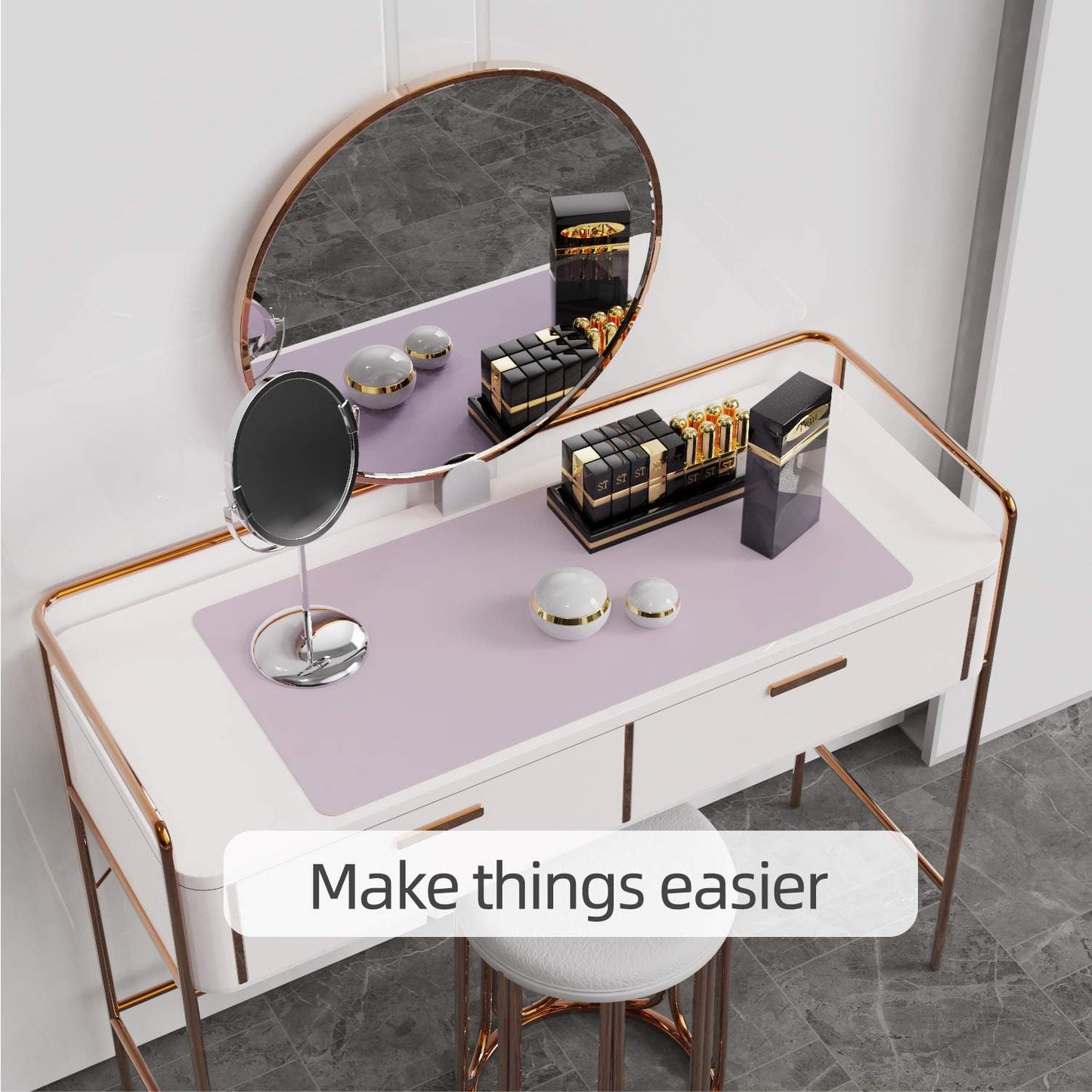 YSAGi Desk Pad, Dual-Sided Desk Mat, 31.5" x 15.7" Laptop Leather Desk Protector, Waterproof Desk Writing Pad for Office (31.5" x 15.7", Grayish Lavendar+Cinnamon Buff)