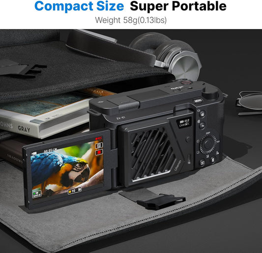 ULANZI Camera Cooling Fan Black New, Spring Telescopic Mounting Adjustable Mini Intelligent Cooling Fan Real-time Monitoring with Type-C Charging Port, Compatible with Sony Canon FUJIFILM Nikon