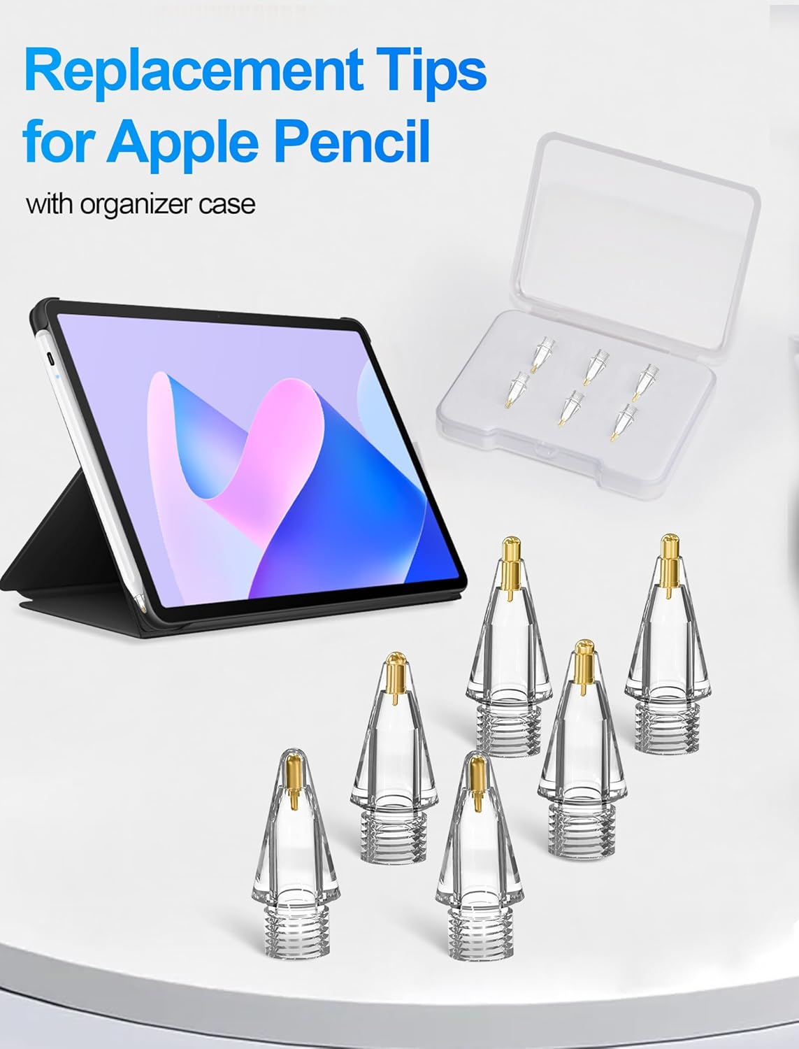 Replacement Pencil Tips for Apple Pencil Pro - 6 Pack Fine Point Metal Tip for Apple Pencil 2nd Generation and 1st Generation