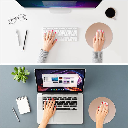 ITNRSIIET Mouse Pad Non-Slip Rubber Base Smooth Surface Stitched Edges Waterproof Durable Compatible with All Mice for Office & Gaming, Desk Accessory, Diameter 8.7 inch, Camel Gradient