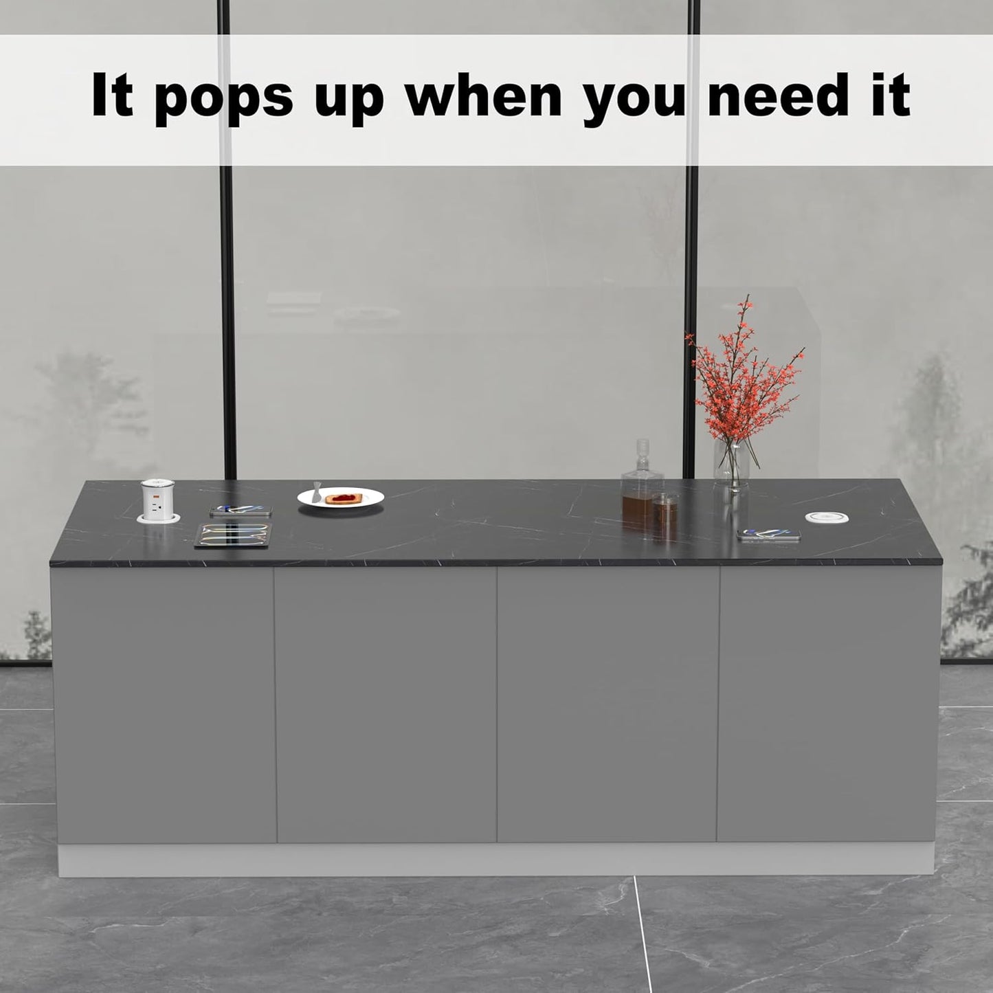 Jgstkcity Pop Up Countertop Outlet with 15W Wireless Charger,20W USB C Ports,Flush Mount Tamper Resistant,Recessed Grommet Receptacle,4 USB 4 Outlets,15A,1875W,ETL Listed,3.15in Hole,White