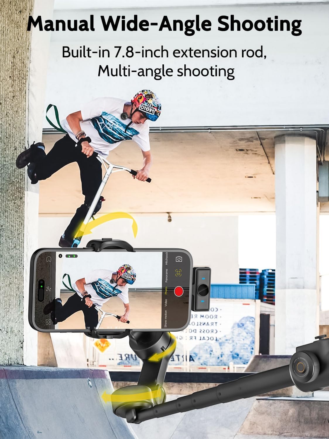 Gimbal Stabilizer for iPhone & Android,3-Axis Phone Gimbal w/Wireless Lavalier Microphone,Built-in 7.8" Extension Pole,OLED Display,Phone Stabilizer for Video Recording TikTok(V8 Mic Kit)