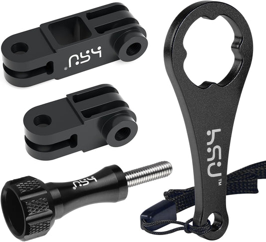 HSU Aluminum Alloy Metal Adjust Arm Straight Joints Mount, Long and Short Vertical Direction Straight Joints Mount for Gopro Hero 13 12 11 10 9 8 7 6 5, AKASO Campark and Other Action Cameras (Black)