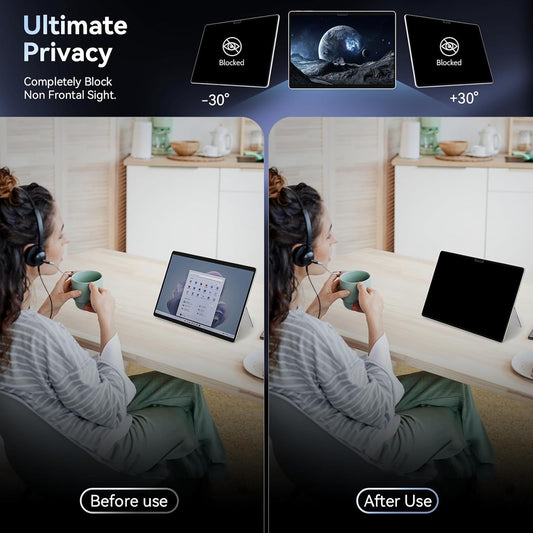 Privacy Filter Compatible with Microsoft Surface Pro 7 Plus/Pro 7/Pro 6/Pro 5/Pro 4/Pro 3, Easy On/Off 12.3 Inch Removable Anti Spy Glare Blue Light Privacy Screen