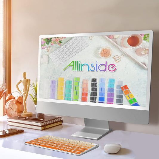 Allinside Silicone Keyboard Cover for iMac Magic Keyboard A2449/A2450, Protective Skin for iMac 24" Wireless Keyboard Released in 2021, US Layout, Ombre Orange