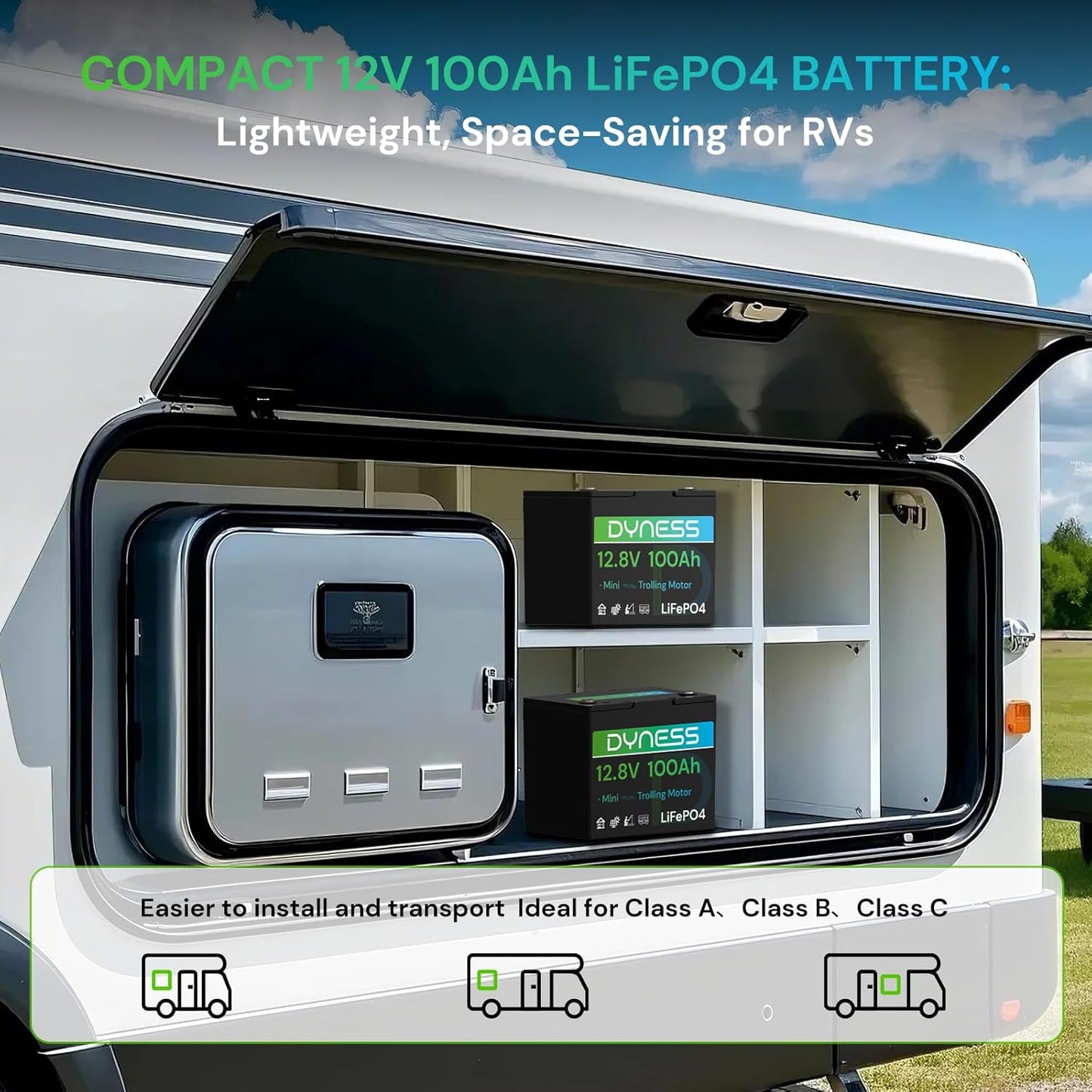12V 100Ah Mini LiFePO4 Battery 2 Pack Group 24, 12 Volt Deep Cycle Lithium Battery with 100A BMS, Low-Temp Protection & 10 Years Lifespan for RV, Boat, Trolling Motor, Solar Off-Grid, Golf Cart
