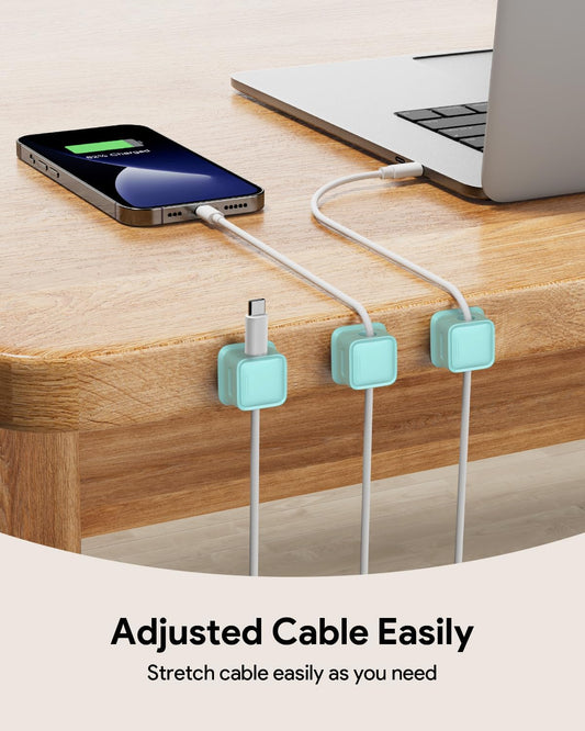 8 Pack Magnetic Cord Organizer, Easy Secure Adhesive Cable Management, Wire Holder Keeper Organizer Management, Hide Or Organize Phone USB Charger Cable for Home,Office,Car,Desk,Nightstand-Blue