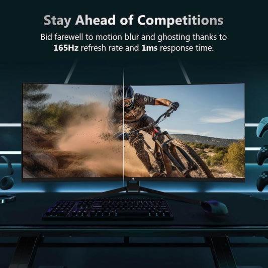 Z-Edge 34" Curved Gaming Monitor, WQHD 1440P 165Hz 144Hz PC Monitor, MPRT 1ms, 21:9 Aspect Ratio, 1500R, 16.7M Colors, 3000:1 Contrast, UG34 Frameless Bezel, 2X DP 1.4 Ports and 2X HDMI 2.0 Port