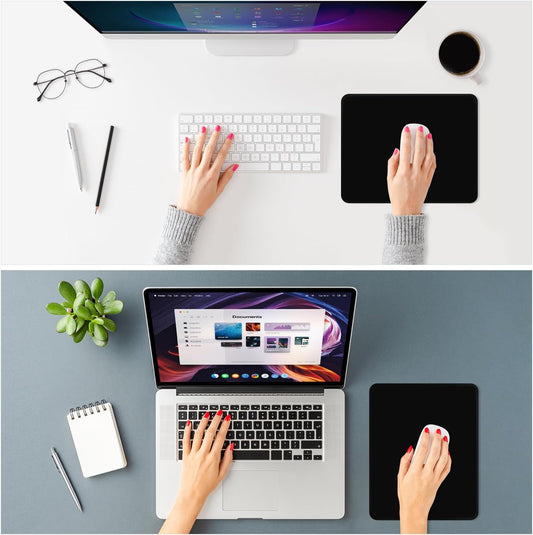 ITNRSIIET Mouse Pad Non-Slip Rubber Base Smooth Surface Stitched Edges Waterproof Durable Compatible with All Mice for Office & Gaming, Desk Accessory, 10.2x8.3x0.12 inch, JetBlack Solid
