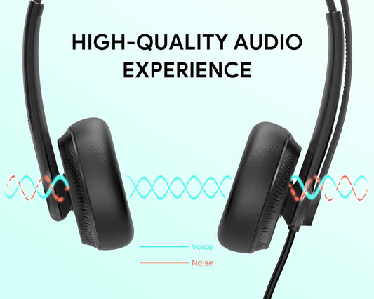 UH34 USB Headset with Microphone for PC Laptop,Wired Headset,On-Ear Headphones with Noise-Cancelling Microphone UH34 Dual UC