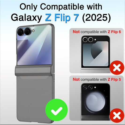 STORMTAL for Samsung Galaxy Z Flip 7 Case, Hinge Protection, Built-in Screen Protector, Wireless Charging, Shockproof, Slim Rugged Phone Protective Case for Galaxy Z Flip 7 Gray
