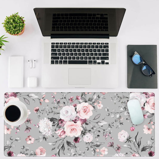 Mouse Pad Large Watercolor Rose Non-Slip Gaming Desk Mat with Stitched Edge Laptop Keyboard Desk Pad for Work Home Gaming (35.4 x 15.7 Inches)