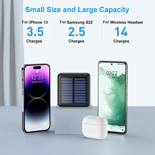 Solar Power Bank 12000mAh,Small Solar Charger Built in 4 Cables,USB C Input/Output,Dual Flashlight External Battery Portable Charger Power Bank for iPhone,Tablet,Samsung