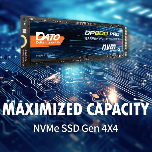 DATO M.2 2280 SSD 512GB, PCIe Gen4 x4 NVMe SSD Internal Solid State Drive for Gaming and Creators, Compatible with Desktop and Laptop, Up to 5100/4600 MB/s - DP800 Pro