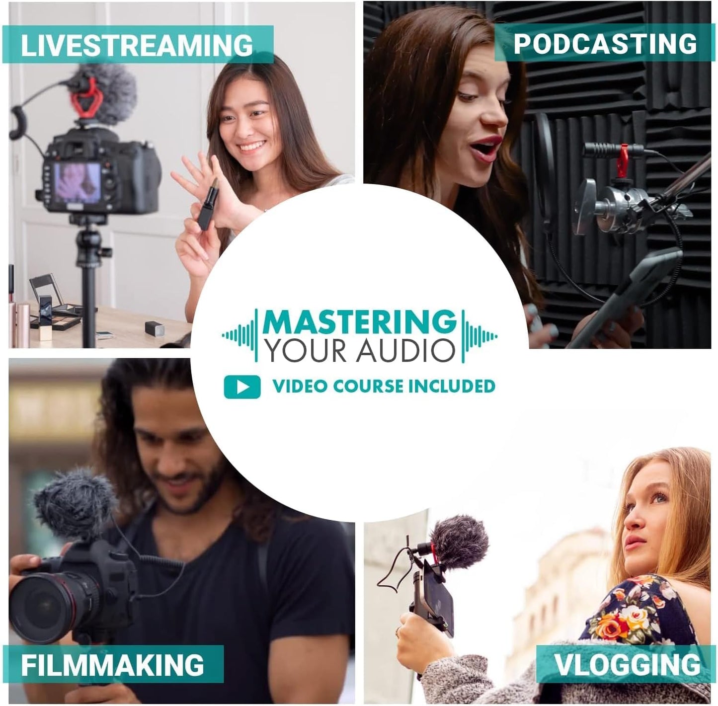 Movo VXR10 Universal Shotgun Mic for Camera - Camera Microphone for DSLR, iPhone and Android Smartphones - Compatible with Canon EOS, Nikon, and Sony Cameras - with Shock Mount, Deadcat Windscreen