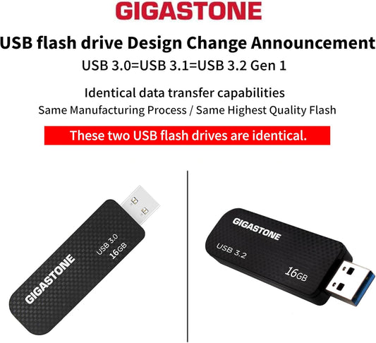 Gigastone Z30 16GB USB3.0 Flash Drive, Capless Retractable Design Pen Drive, Carbon Fiber Style, Reliable Performance & Durable