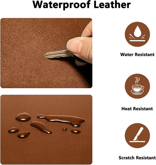 PU Leather Desk Pad Protector Gaming Mouse Pad Non Slip Desk Mat for Keyboard and Mouse Waterproof Desk Writing Pad for Office and Home Desk Accessories(Brown, 23.6 * 11.8)