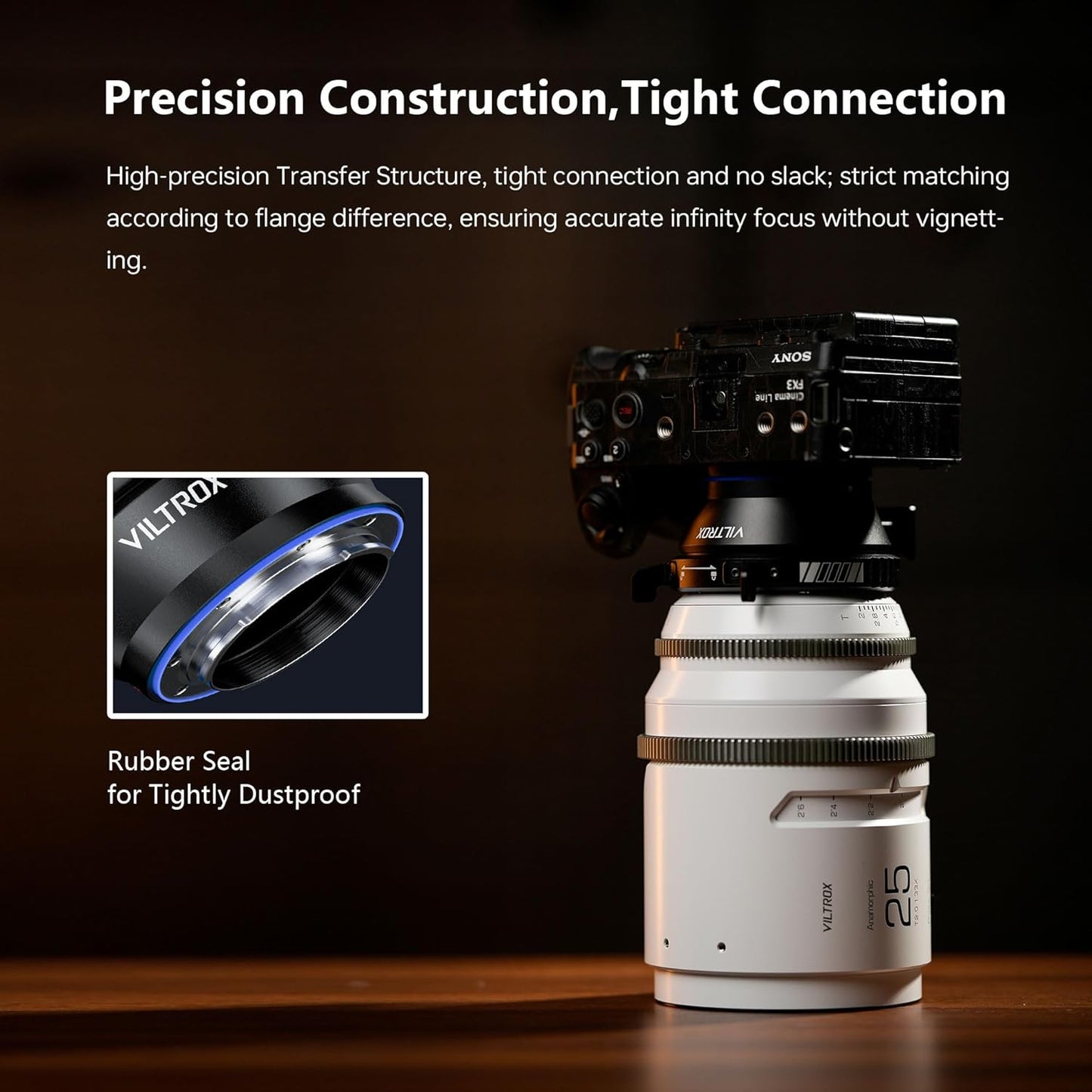 VILTROX PL-E Lens Adapter, Lens Converter Ring Camera Lens Mount Adapter Ring Compatible with PL Lens to Sony E/NEX Mount Cameras A7S3/FS7/5/FX9 /A7R4/R3/a Series/Nex Series