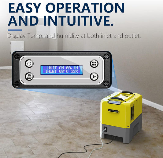 ALORAIR 180 PPD Commercial Dehumidifier with Pump Drain Hose, LGR Dehumidifiers for Basement Warehouse & Job Sites, Crawl Space Dehumidifier for Water Damage Restore, 5-Year-Limited Warranty, Yellow