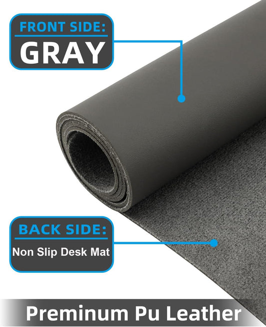 Small Desk Mat,Leather Desk Pad Protector,Desk Mouse pad,Office Desk mat,Laptop Mat for Desk, Non-Slip PU Leather Desk Blotter,Waterproof Desk Writing Pad for Office/Home(31.5"x15.7",Dark Grey)