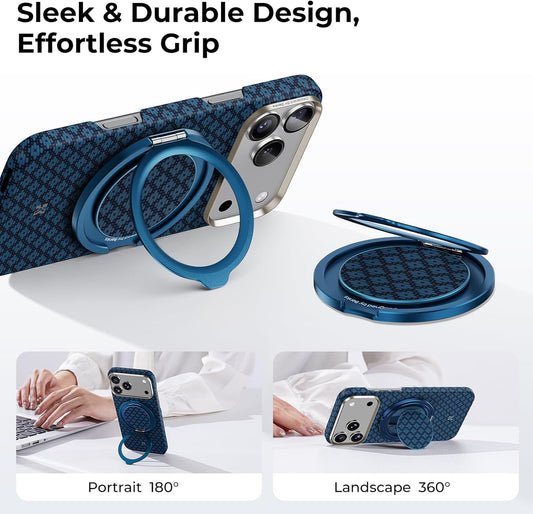 BENKS ArmorPop Magnetic Phone Grip & Stand for MagSafe, 360° Rotation Adjustable Phone Ring Holder for iPhone 17/16/15/14/13/12 Series, Durable Kevlar Design