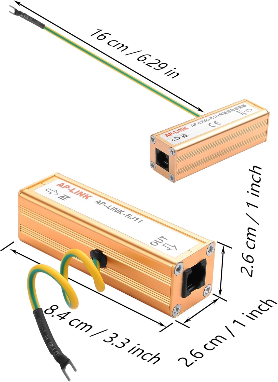 CERRXIAN RJ11 Telephone Fax Surge Protector RJ11 Thunder Arrester Protection Device Audio Telephone Protector AP-LINK-RJ11 110V