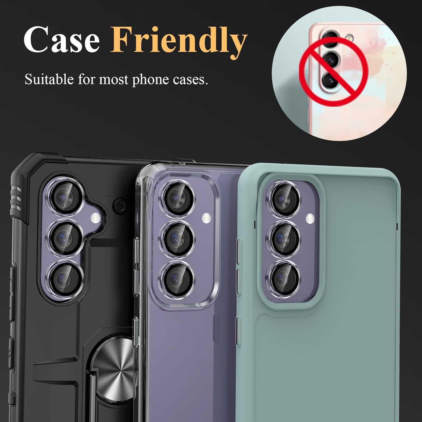 YWXTW Camera Lens Protector for Samsung Galaxy S24 Plus Accessories, 9H Tempered Glass Ultra HD Individual Ring Camera Cover Screen Protector for S24 Plus, Case Friendly (Clear)