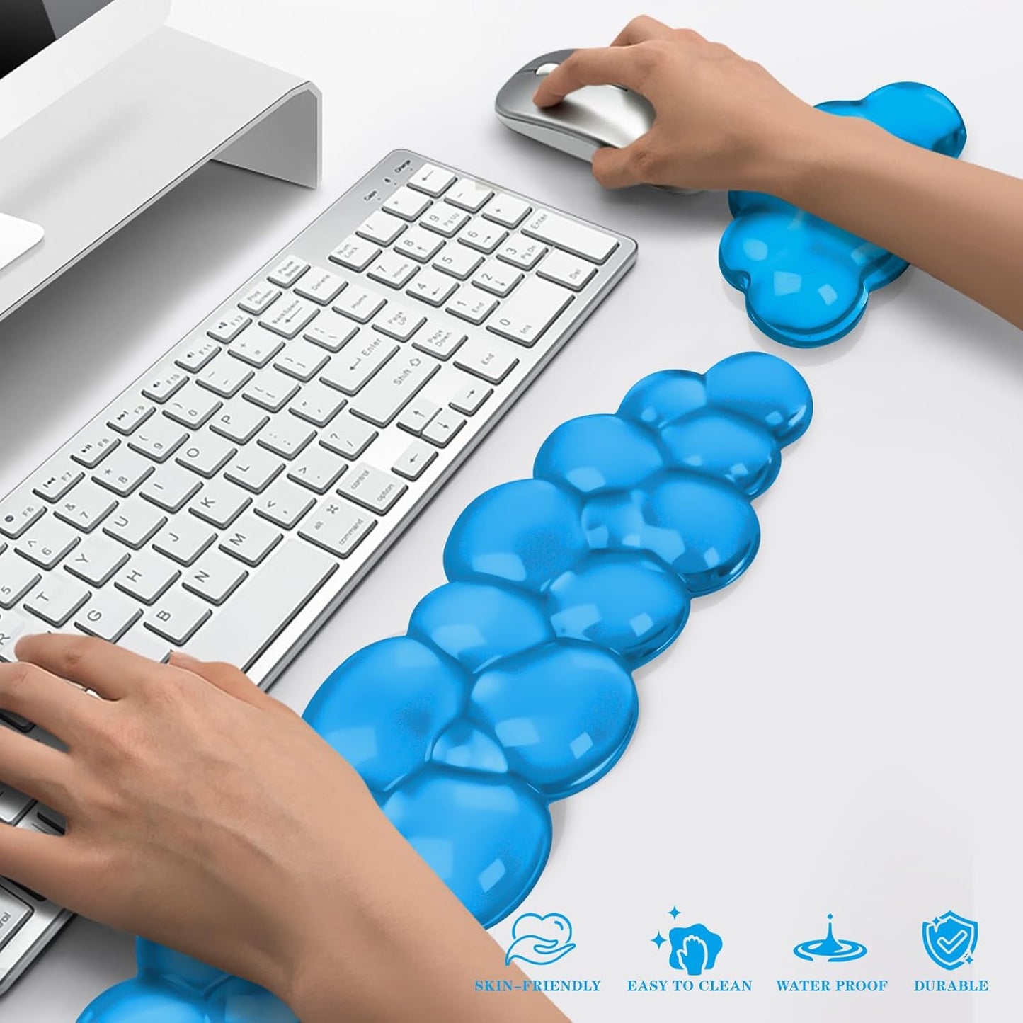 Gel Cloud Keyboard and Mouse Wrist Rest, Cute Wrist Support and Arm Support Keyboard Rest for Keyboard and Mouse Typing Pain Relief,Suitable for Office/Computer/Laptop/Gaming (Blue)