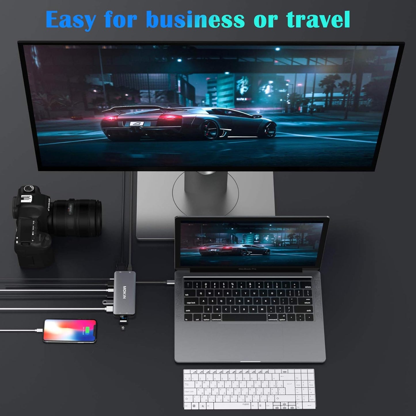 USB C Hub Multiport Adapter - 10 in 1 Portable Dongle with 4K HDMI, VGA, Ethernet, 3 USB Ports, Audio, PD Charger, SD/Micro SD Card Reader Compatible for MacBook Pro, XPS More Type C Devices.