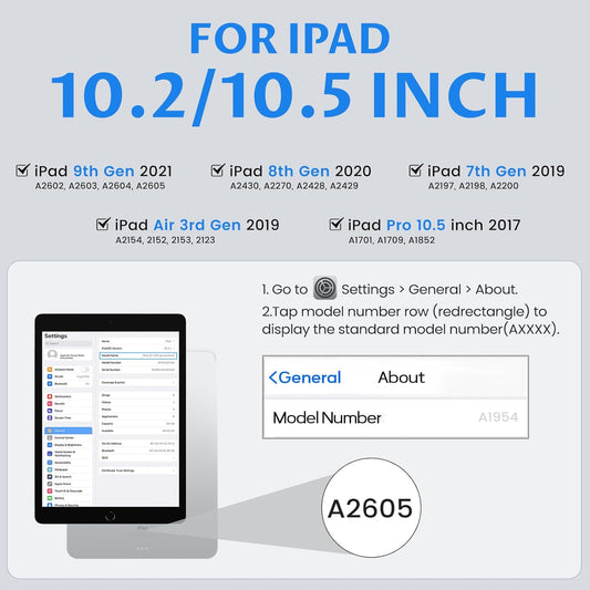 OYEEICE Keyboard Case for iPad 9th Generation- Detachable Wireless Backlit Keyboard, Upgraded Magnetic Cover with Pencil Holder for iPad 9th/8th/7th Gen 10.2 inch, iPad Pro 10.5" & iPad Air 3rd- Black