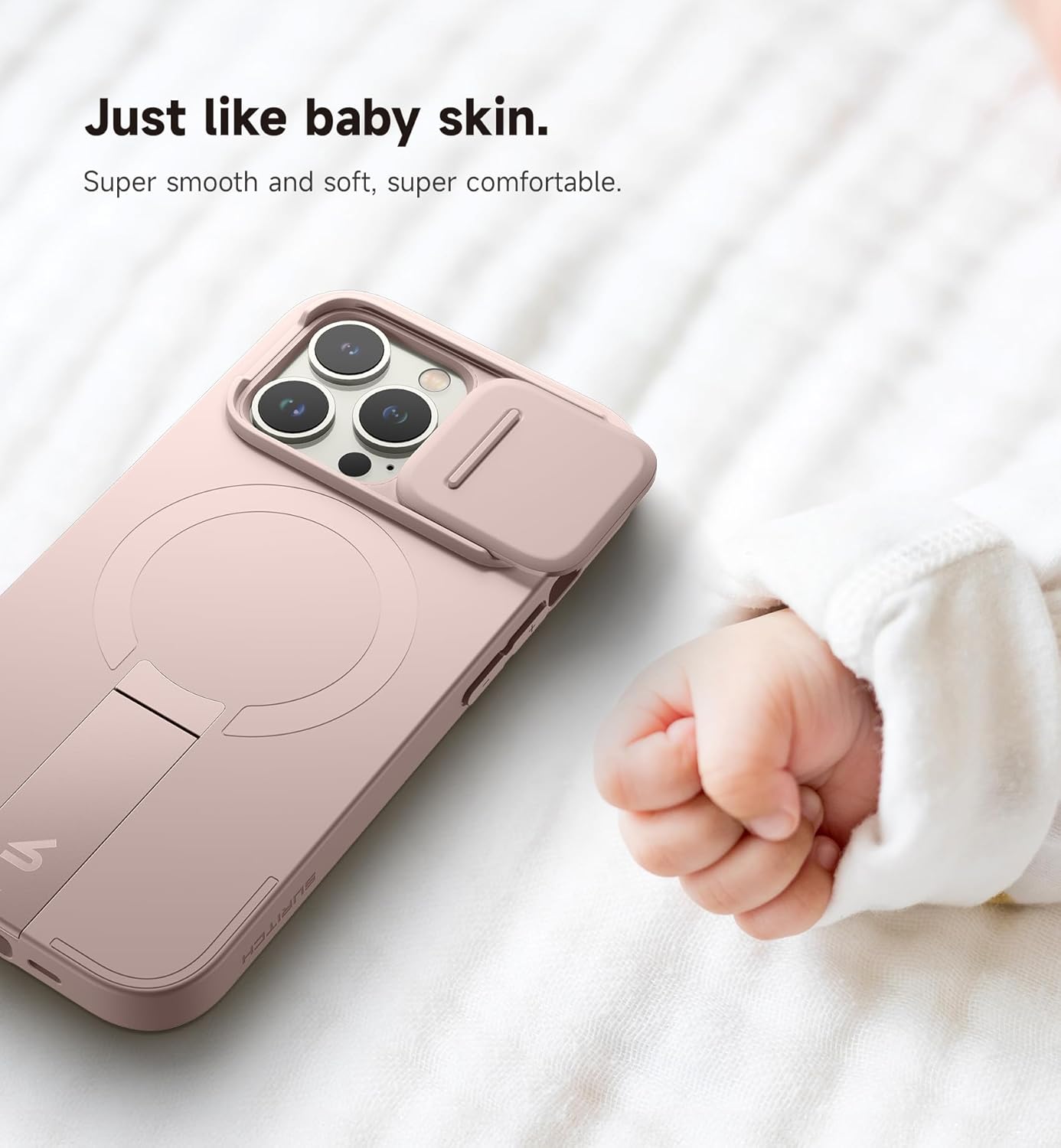 SURITCH for iPhone 13 Pro Case with Magnetic Camera Slide Cover and Adjustable Kickstand, Compatible with MagSafe, Shockproof Bumper Case Slim Protective Cover for iPhone 13 Pro 6.1 Inch, Pink