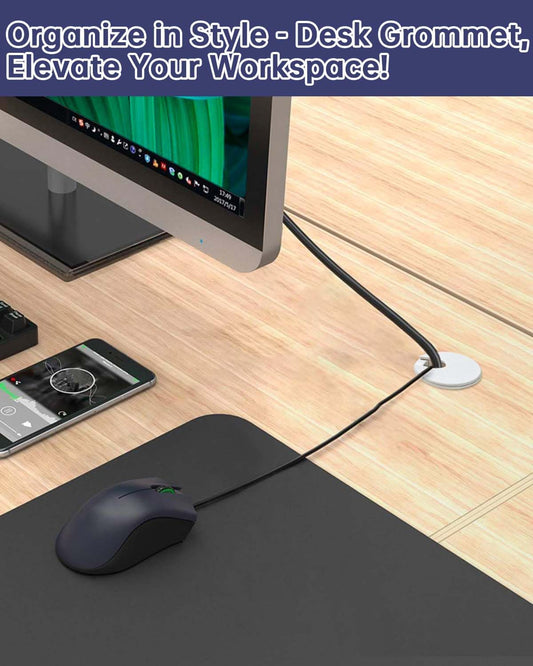 1-3/8 in. Hole Saw with 10PCS White Desk Grommet - Cable Management Kit for TV, Office, and Home Table - Hide Wires Behind Wall, TV Wall Cable Pass Through, Desk Cable Hole Covers