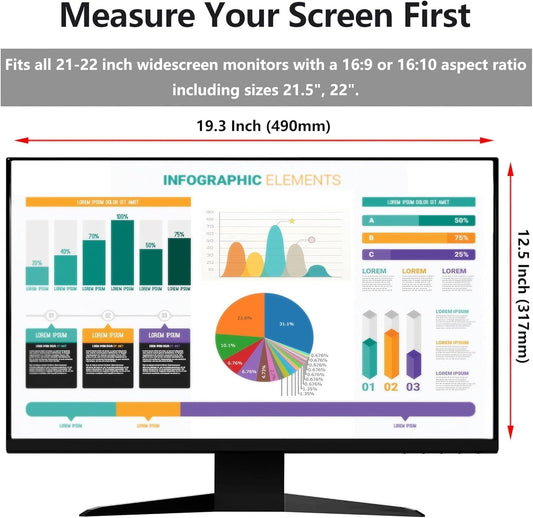 [2 Pack Computer Privacy Screen Shield Compatible for 21.5/22 Inch 16:9 Widescreen Desktop Monitor - Anti Glare & Blue Light Filter - Hanging Design for Easy On/Off
