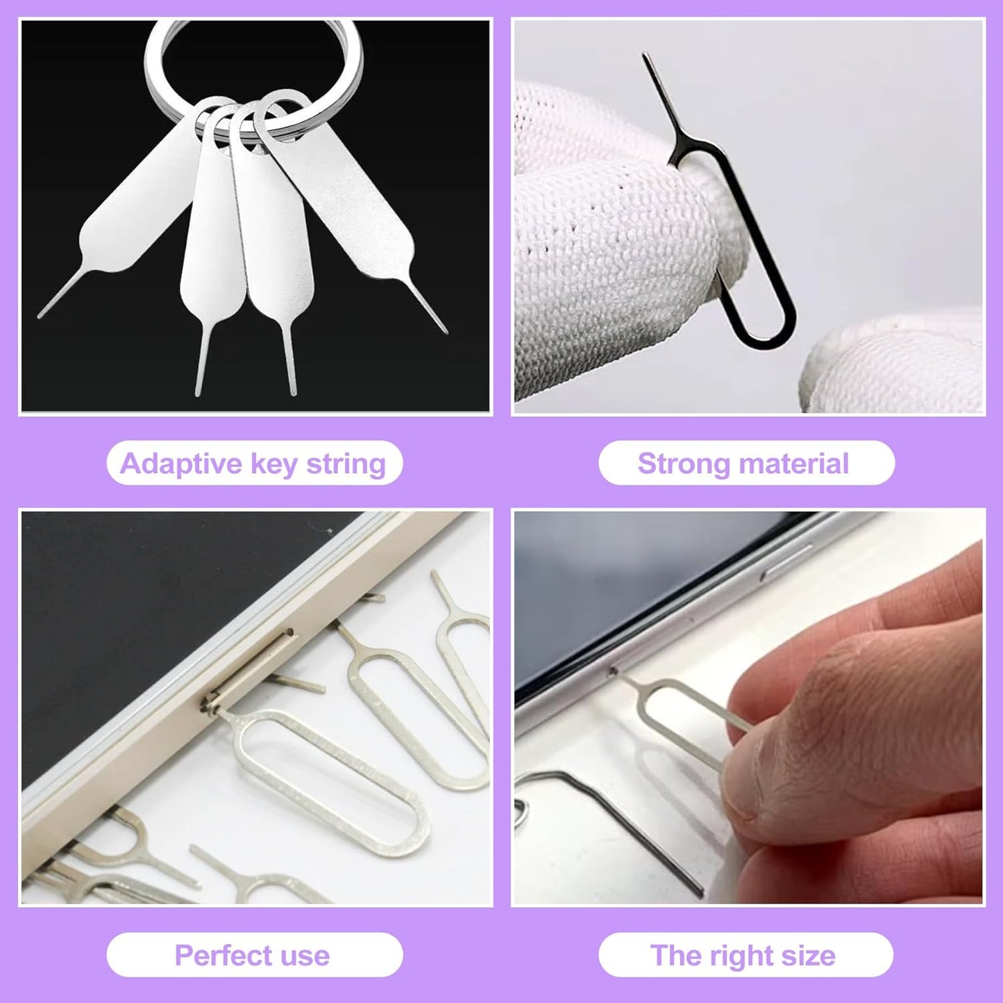 16 Pack SIM Card Ejector Tool Kit, Phone Tray Opener Pin for Easy Removal, Standard Key for Most Cell Phones, Tablets and Other Mobile Devices