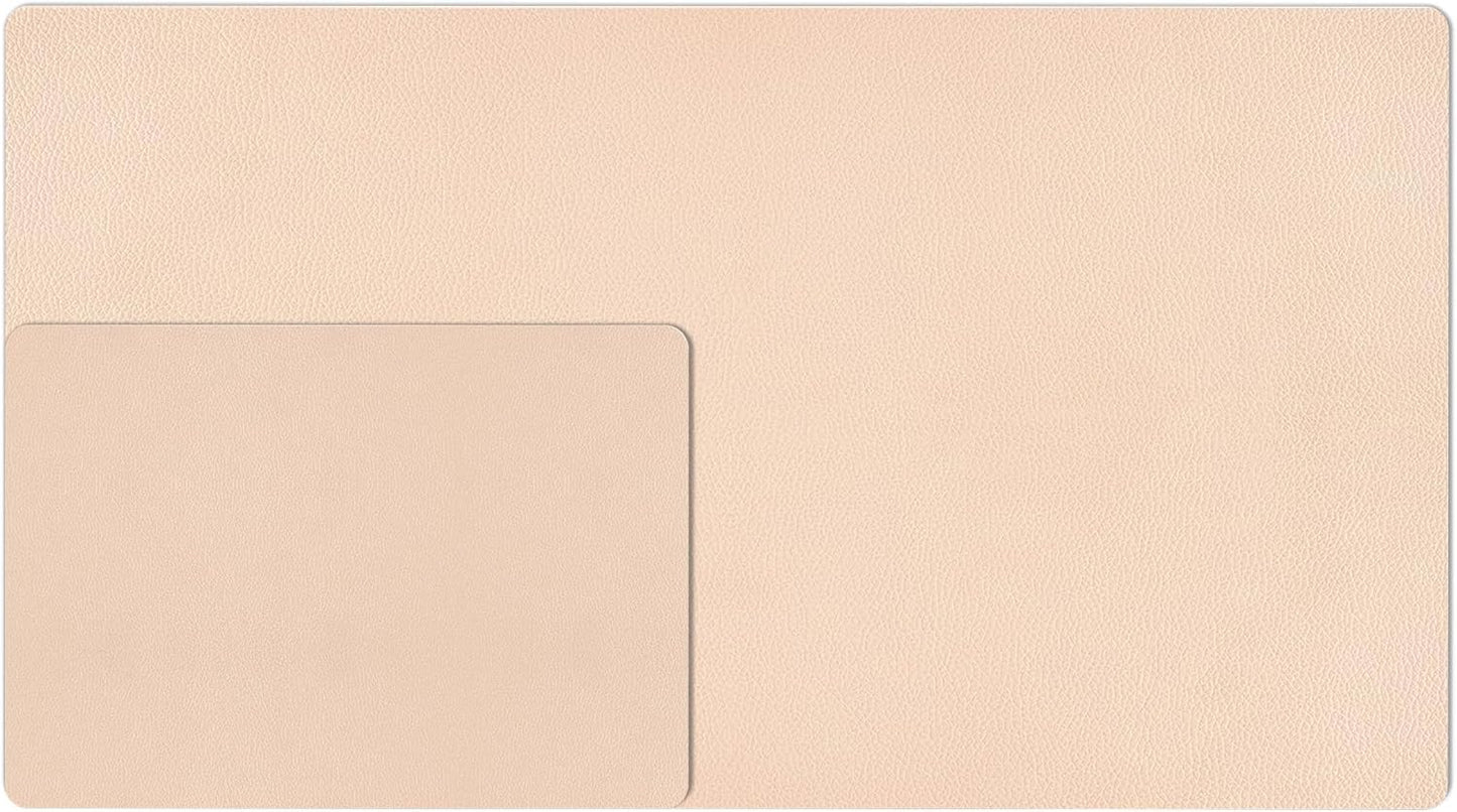 Nekmit Leather Desk Blotter Pad 17 x 12 Inches, Flat, Non-Slip, Waterproof, Apricot