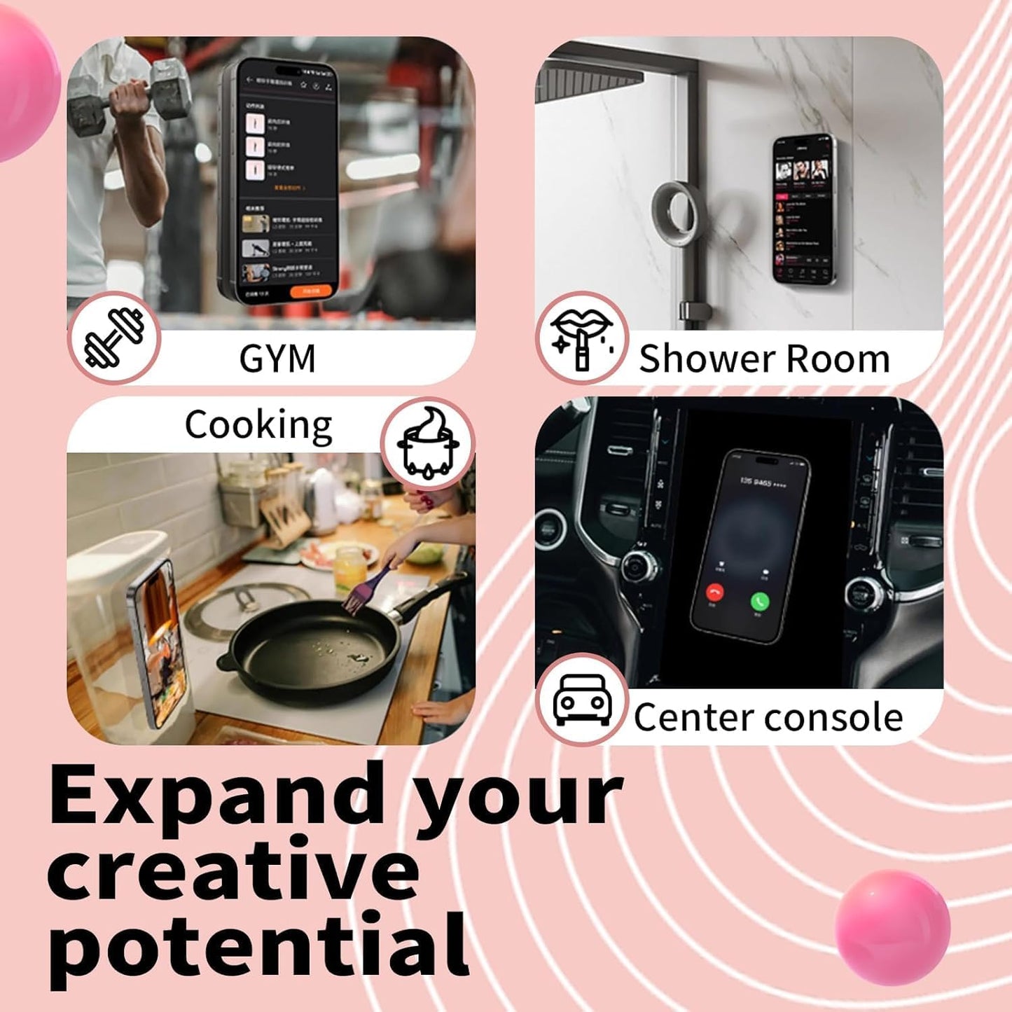 Double Sided Octo Buddy Suction Cup Phone Mount - Silicone Sticky Phone Grip with Higher Suction Power for Effortless Hands-Free Selfies & Videos, Octo Buddies Suction Phone case Suction Grip (White)