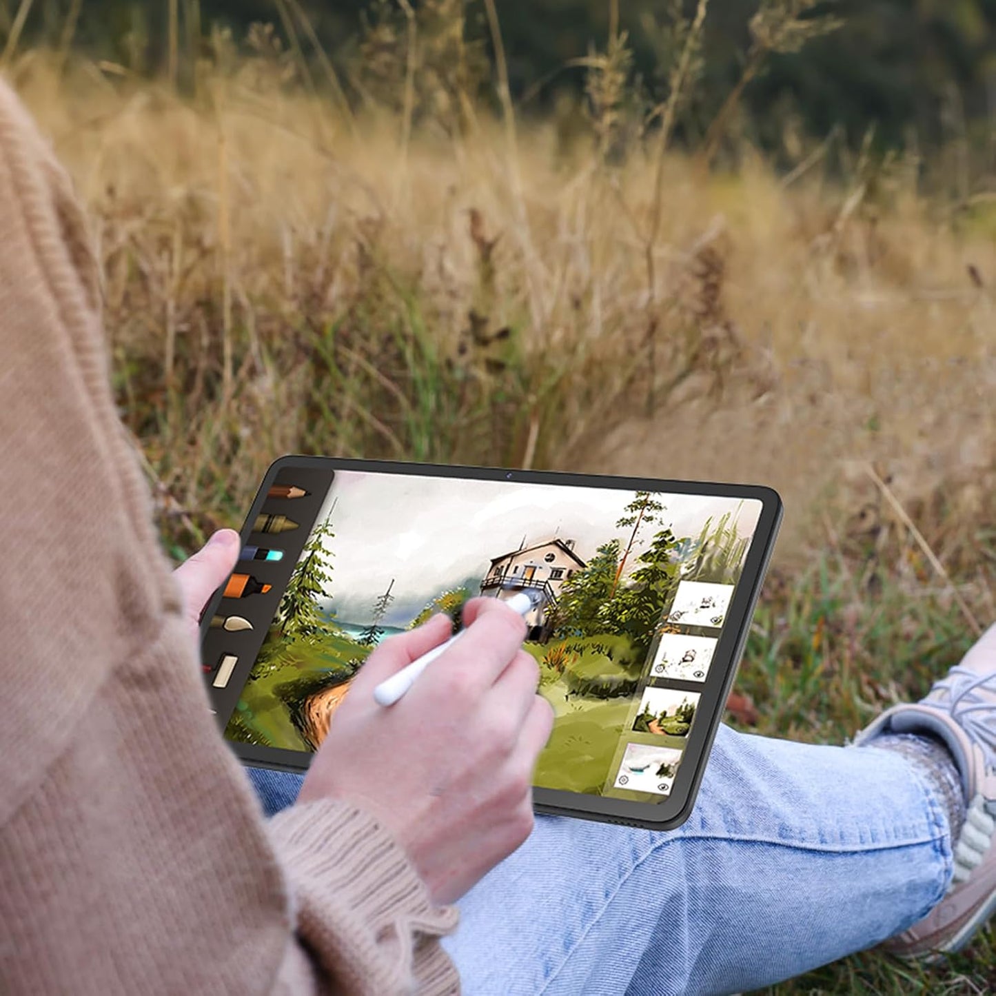 Tablet 12 inch Android 15 Tablets, 24GB(8+16)RAM+256 Storage(Expand to 1TB), Android Tablet with Keyboard, Octa-Core, 2K 2000x1200 Display, 16MP Dual Camera, 8000mAh, 5G WiFi,GPS,Bluetooth 5.0(Silver)