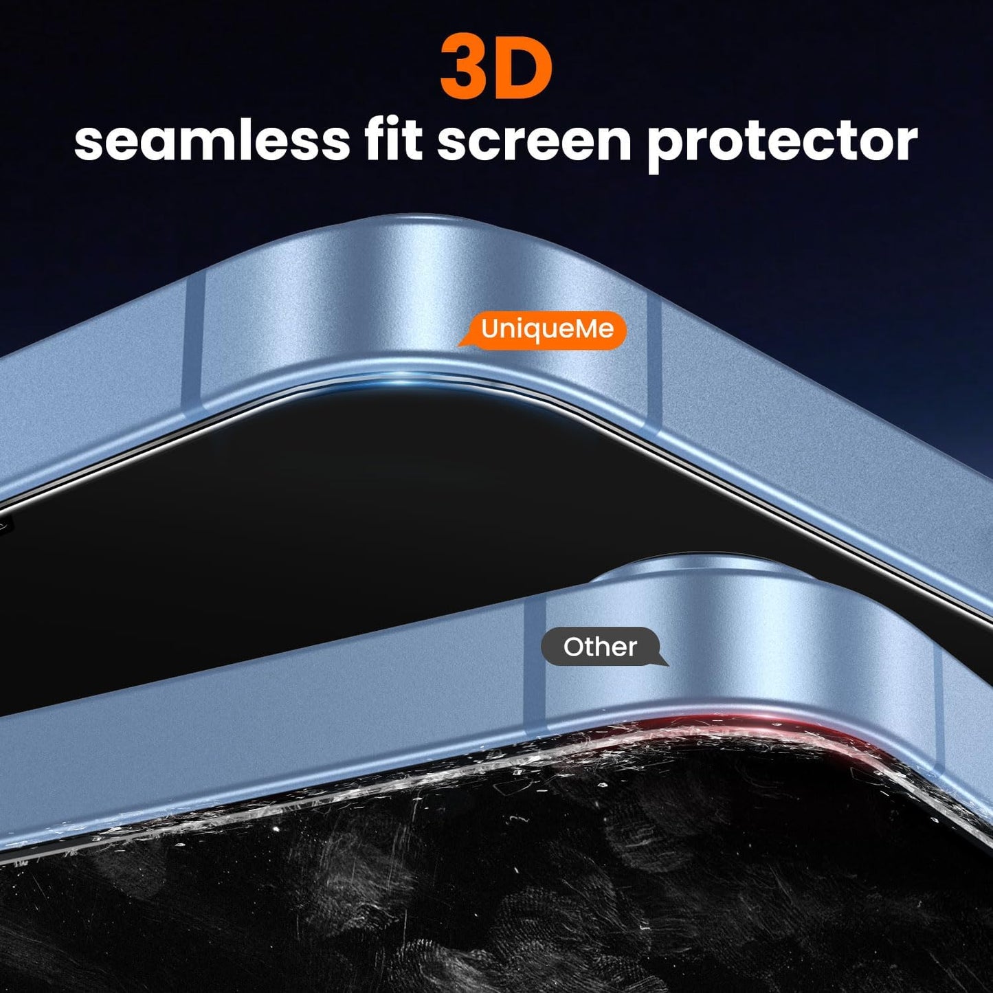 UniqueMe Screen Protector for iPhone 16e / iPhone 13 / iPhone 13 Pro/iPhone 14 Screen Protector Tempered Glass Full Coverage, Easy Installation, Case Friendly 2 Packs