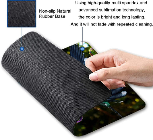 Hokafenle Hummingbird Mouse Mat - Square Waterproof Non-Slip Rubber Base Mouse Pad for Office & Home Laptop