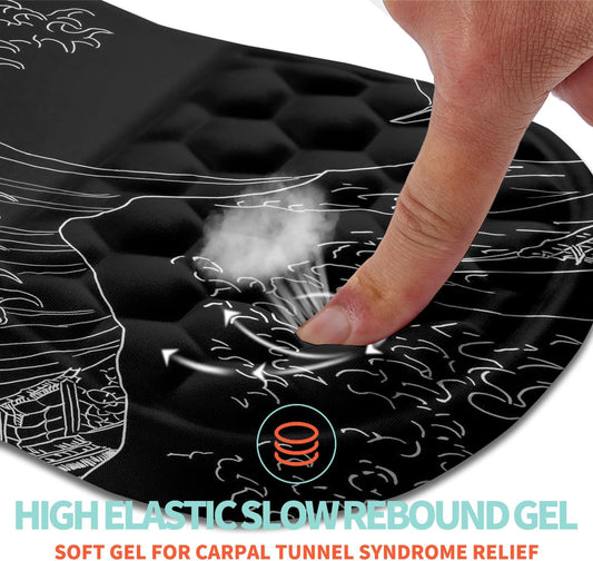 Ergonomic Mouse Pad Wrist Support with Memory Foam Massage Bulge, Carpal Tunnel Pain Relief Mousepad Wrist Rest for Mouse(12x8 inch,Sea Wave)