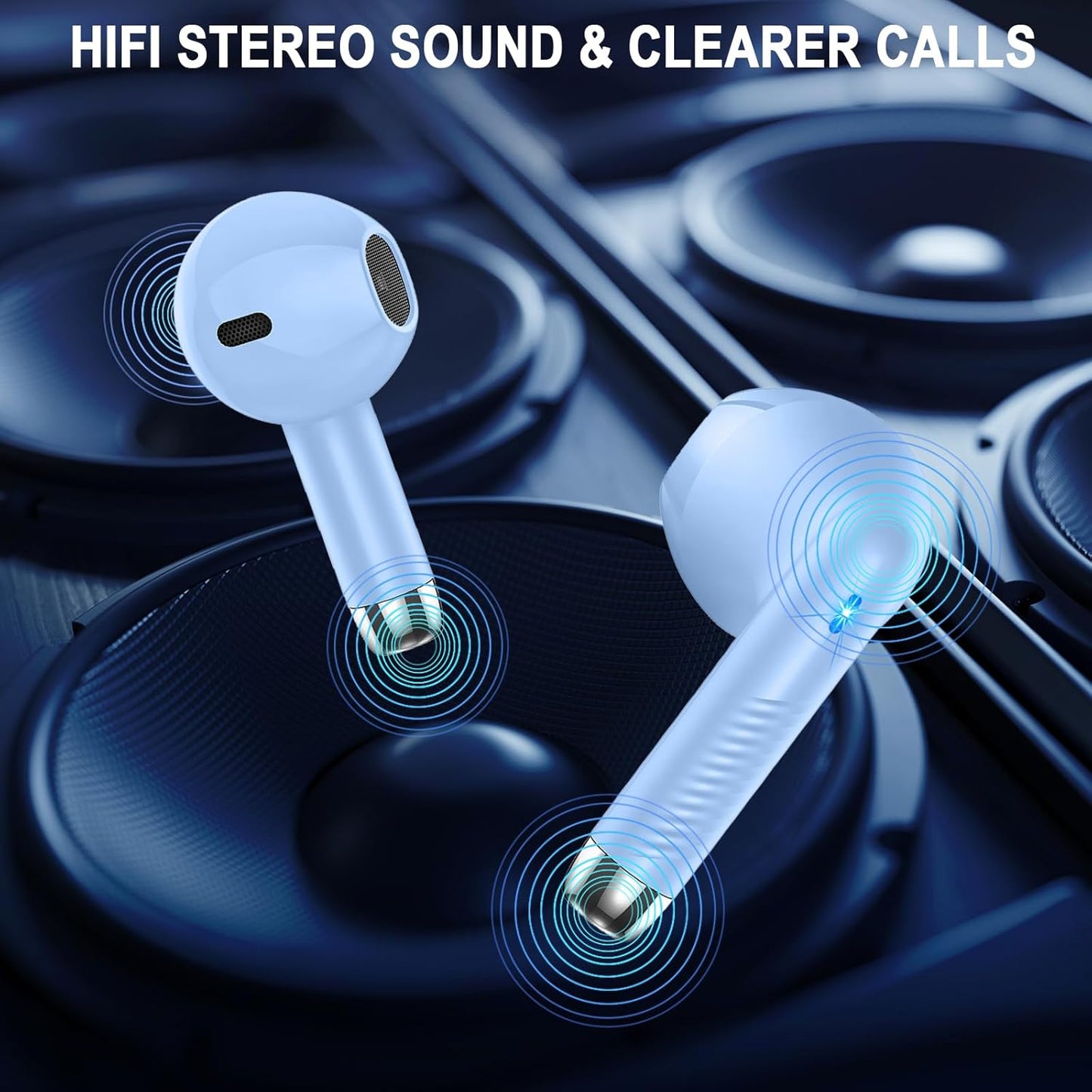 Wireless Earbuds, Bluetooth 5.3 Ear Buds LED Power Display Headphones Bass Stereo, Bluetooth Earbuds in-Ear Noise Cancelling Mic, 40H Playback Mini Case IP7 Waterproof Sports Earphones for Android iOS