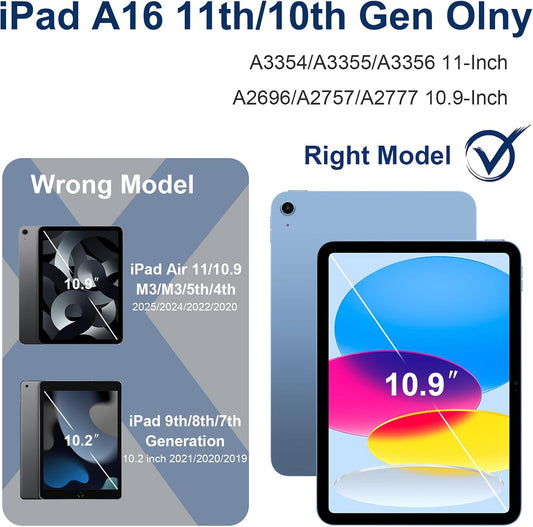 Case for iPad 10th Generation 10.9 Inch (2022), iPad (A16) 11th Generation 11 Inch (2025), Rugged i Pad Case 10th Gen with 360°Rotating Stand Screen Protector Pen Holder Shoulder Strap, Red