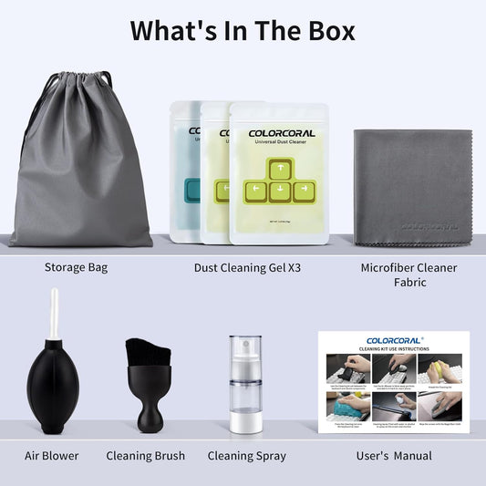 COLORCORAL Laptop Cleaning Kit Keyboard Cleaner Electronic Cleaning Product with 3pack Cleaning Gel, Computer Cleaning Brush Electronic Screen Cleaner for PC, Tablet, Phone, MacBook, Earbud, Car